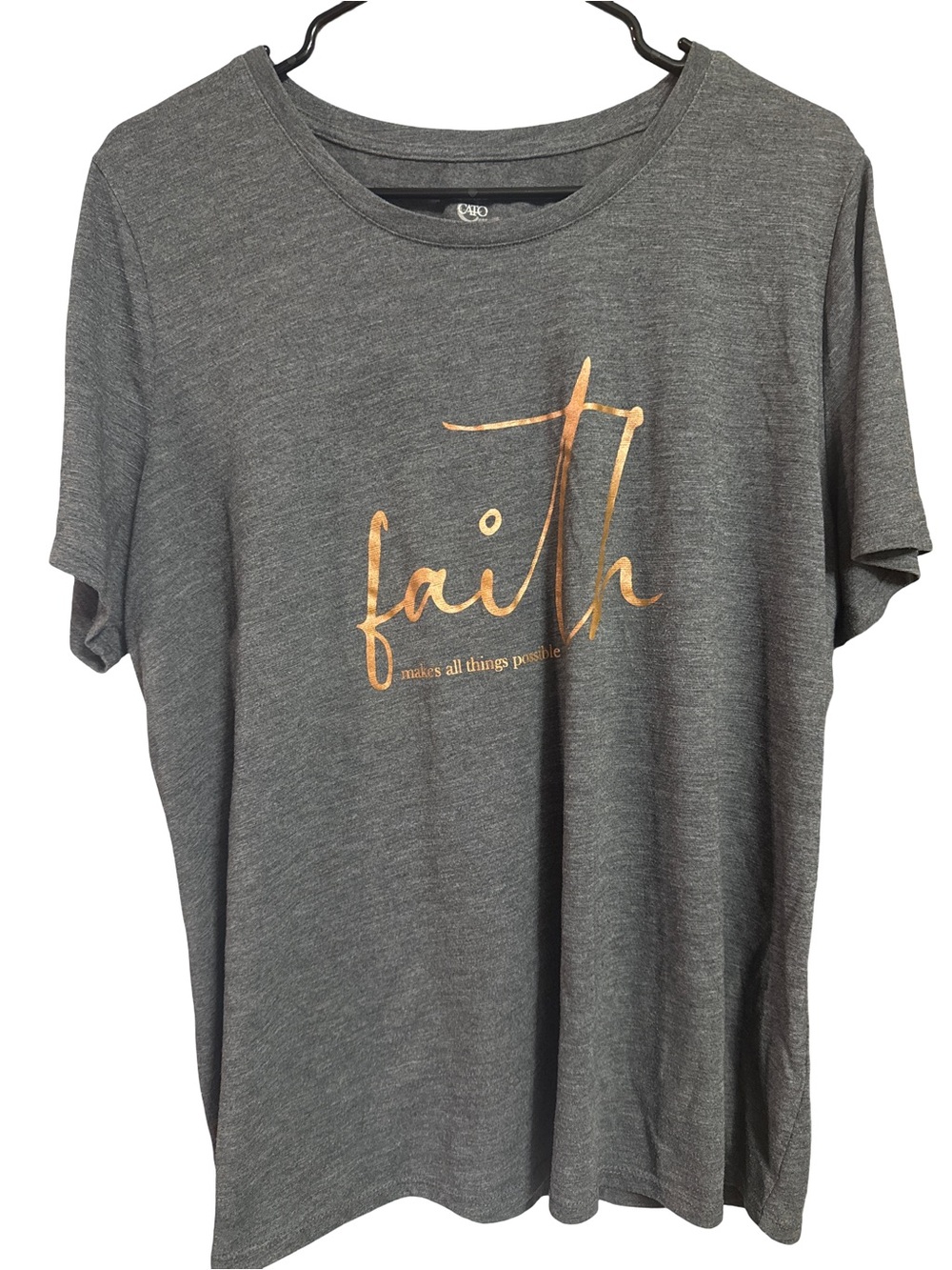 Faith Graphic Women’s T‑Shirt - Gray with Gold Foil